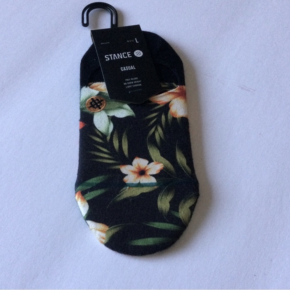 STANCE NO SHOW SOCKS BLACK WASHED FLORAL MULTI SIZE LARGE MENS 9-12 NWT